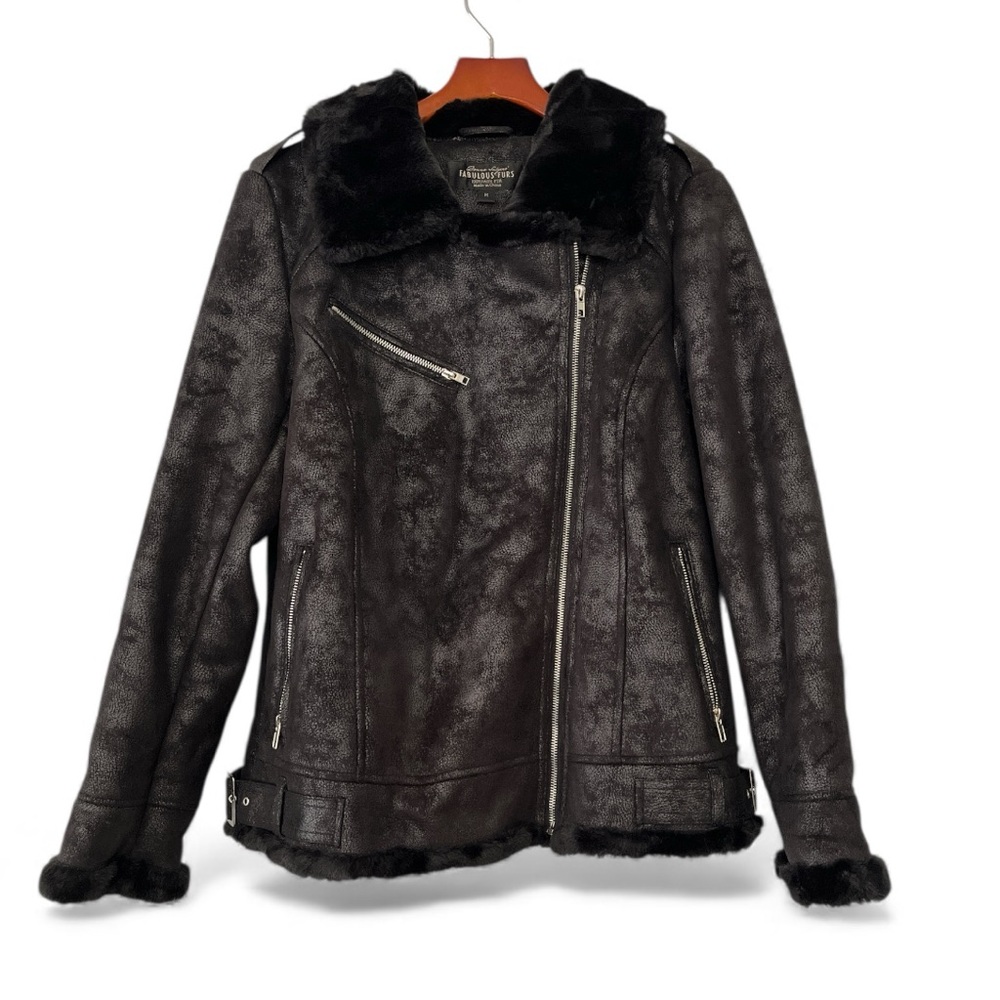Donna Salyers Fabulous Furs Faux Fur Moto Jacket